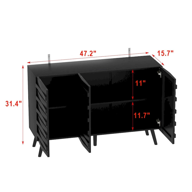 Meuble Buffet Noir Élégant Table Console Décoration Maison Table d'Appoint Bois