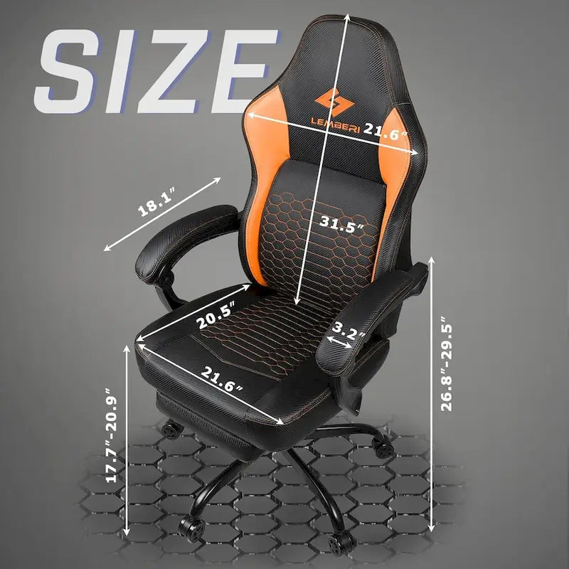 Chaises de jeu Bossin avec repose-pieds, chaise grande taille supportant 180 kg, chaise d'ordinateur style course avec support lombaire ergonomique