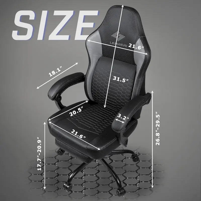 Chaises de jeu Bossin avec repose-pieds, chaise grande taille supportant 180 kg, chaise d'ordinateur style course avec support lombaire ergonomique