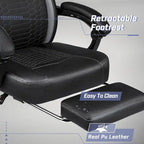Chaises de jeu Bossin avec repose-pieds, chaise grande taille supportant 180 kg, chaise d'ordinateur style course avec support lombaire ergonomique