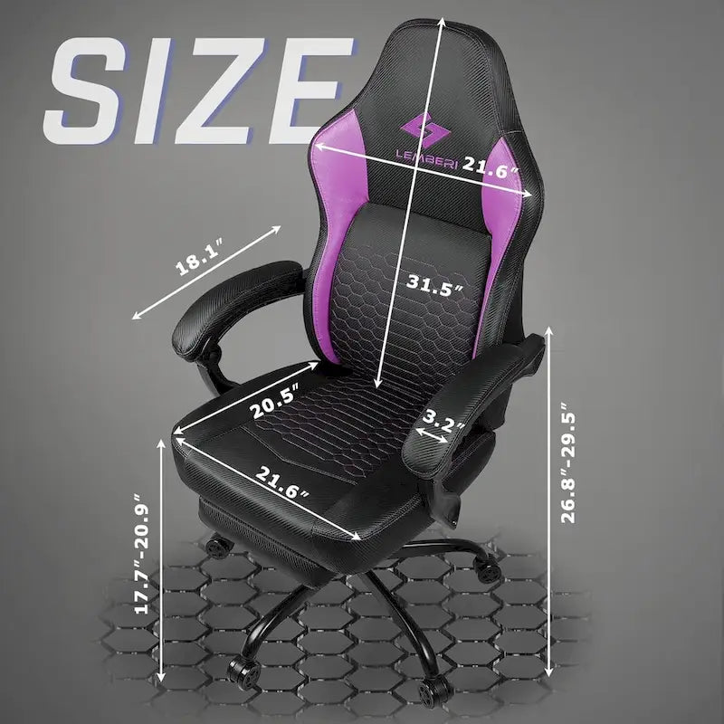 Chaises de jeu Bossin avec repose-pieds, chaise grande taille supportant 180 kg, chaise d'ordinateur style course avec support lombaire ergonomique