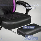 Chaises de jeu Bossin avec repose-pieds, chaise grande taille supportant 180 kg, chaise d'ordinateur style course avec support lombaire ergonomique
