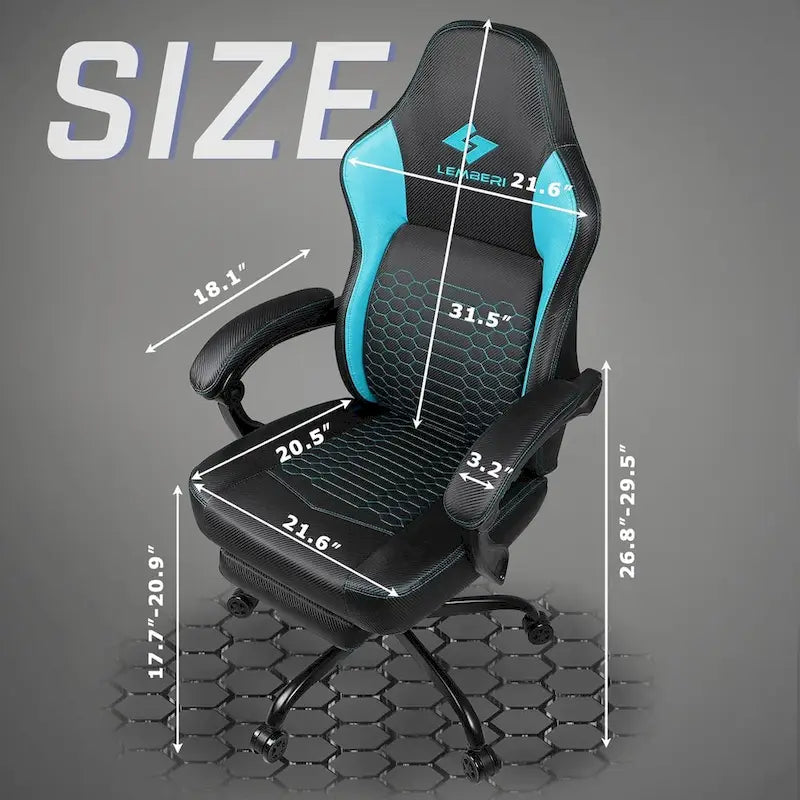 Chaises de jeu Bossin avec repose-pieds, chaise grande taille supportant 180 kg, chaise d'ordinateur style course avec support lombaire ergonomique