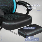 Chaises de jeu Bossin avec repose-pieds, chaise grande taille supportant 180 kg, chaise d'ordinateur style course avec support lombaire ergonomique