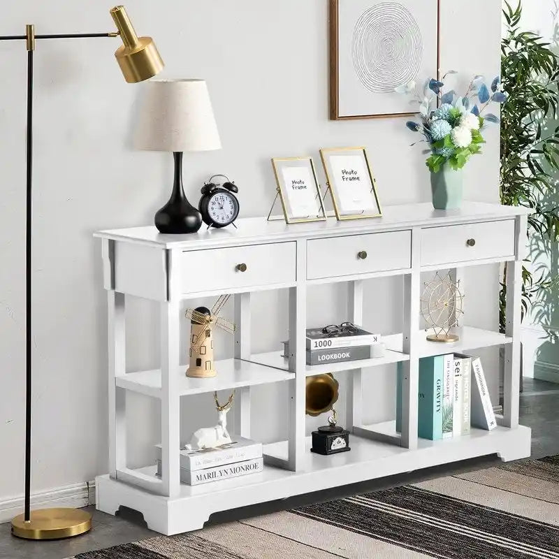 Console avec grand espace de rangement pour entrée de salon