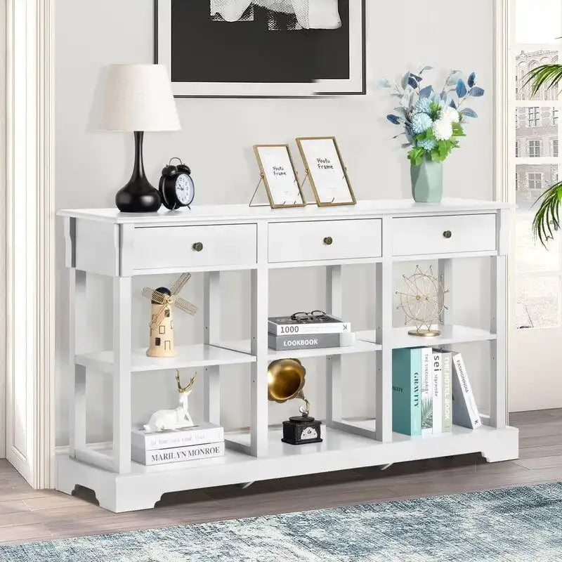 Console avec grand espace de rangement pour entrée de salon