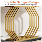 Console dorée, Table d'entrée en faux marbre, Table basse étroite avec base géométrique en métal, Table d'appoint moderne de 101,6 cm