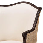 Fauteuil d'appoint traditionnel français bali & pari Ornella en tissu beige et bois de finition brun foncé