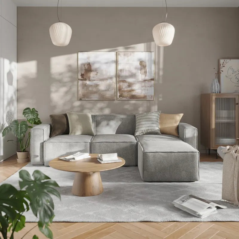 Canapé sectionnel modulaire contemporain, élément d'angle droit avec accoudoir
