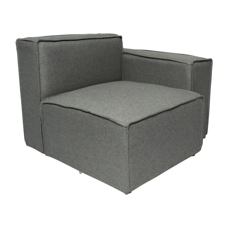 Canapé sectionnel modulaire contemporain, élément d'angle droit avec accoudoir