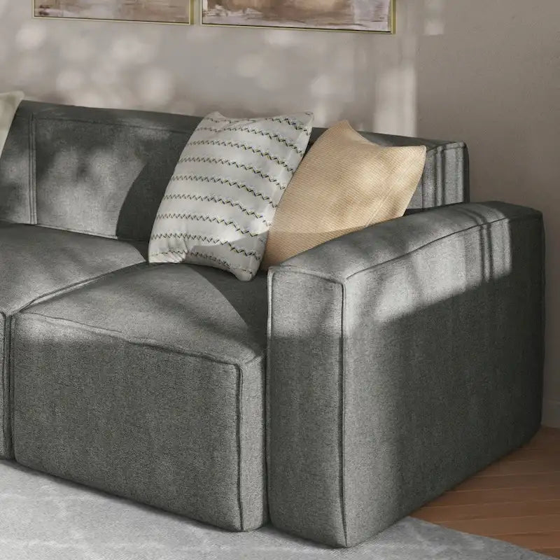 Canapé sectionnel modulaire contemporain, élément d'angle droit avec accoudoir