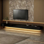 Meuble TV flottant LED Meuble de Divertissement pour Maison et Bureau 2 Pièces