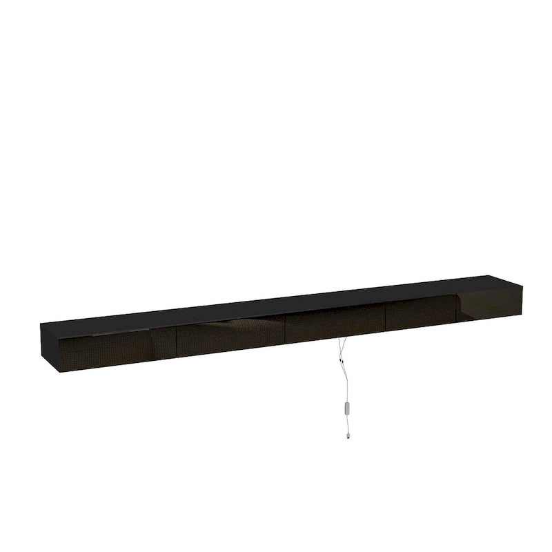 Meuble TV flottant LED Meuble de Divertissement pour Maison et Bureau 2 Pièces