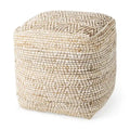 Mercana Ekani Pouf Carré en Coton Crème et Beige