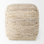 Mercana Ekani Pouf Carré en Coton Crème et Beige