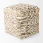 Mercana Ekani Pouf Carré en Coton Crème et Beige