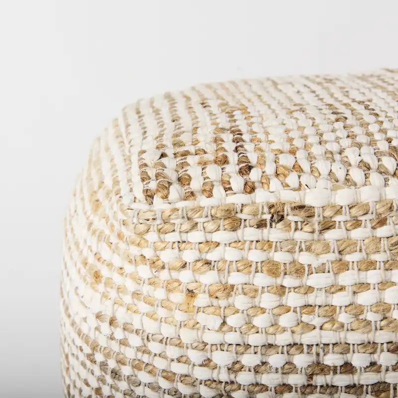 Mercana Ekani Pouf Carré en Coton Crème et Beige