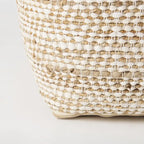 Mercana Ekani Pouf Carré en Coton Crème et Beige