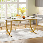 Table à manger rectangulaire blanche de 160 cm pour 4 à 6 personnes