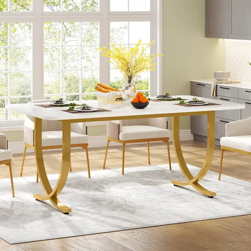 Table à manger rectangulaire blanche de 160 cm pour 4 à 6 personnes