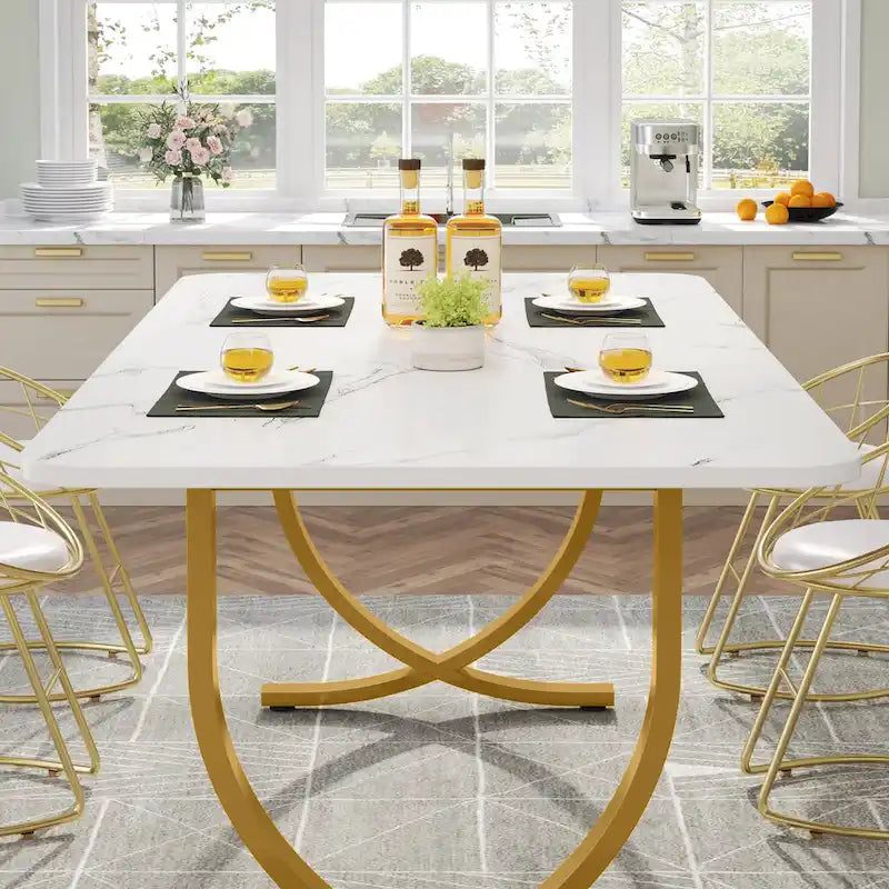 Table à manger rectangulaire blanche de 160 cm pour 4 à 6 personnes