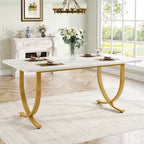 Table à manger rectangulaire blanche de 160 cm pour 4 à 6 personnes