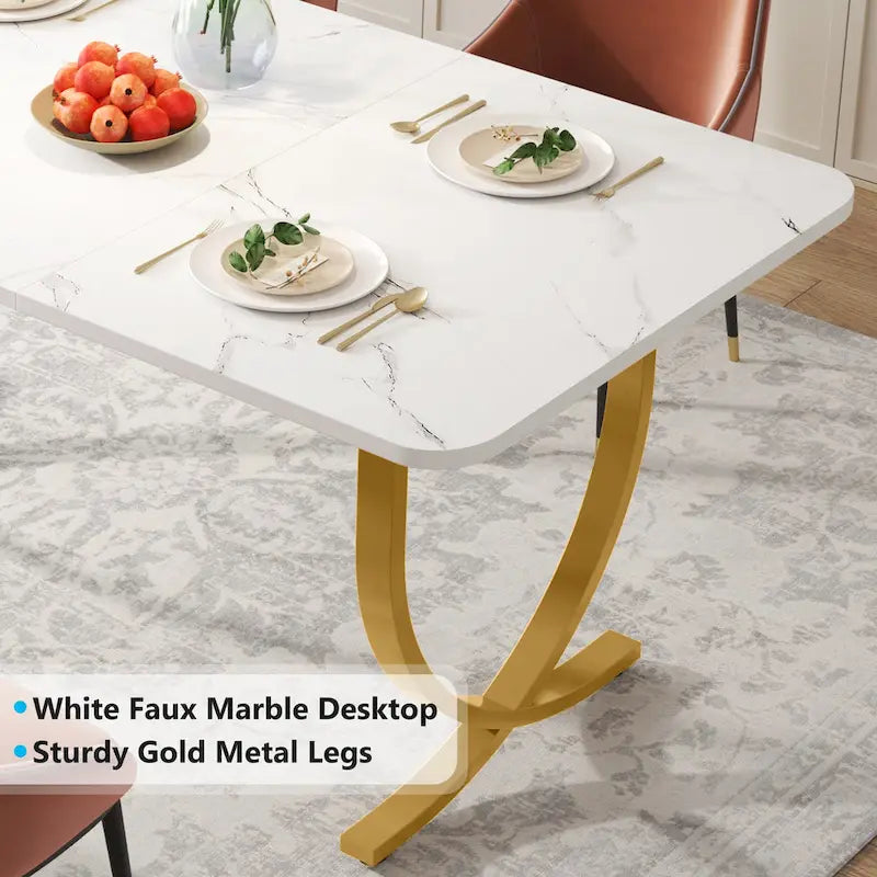 Table à manger rectangulaire blanche de 160 cm pour 4 à 6 personnes