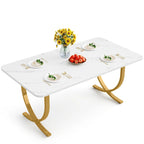 Table à manger rectangulaire blanche de 160 cm pour 4 à 6 personnes