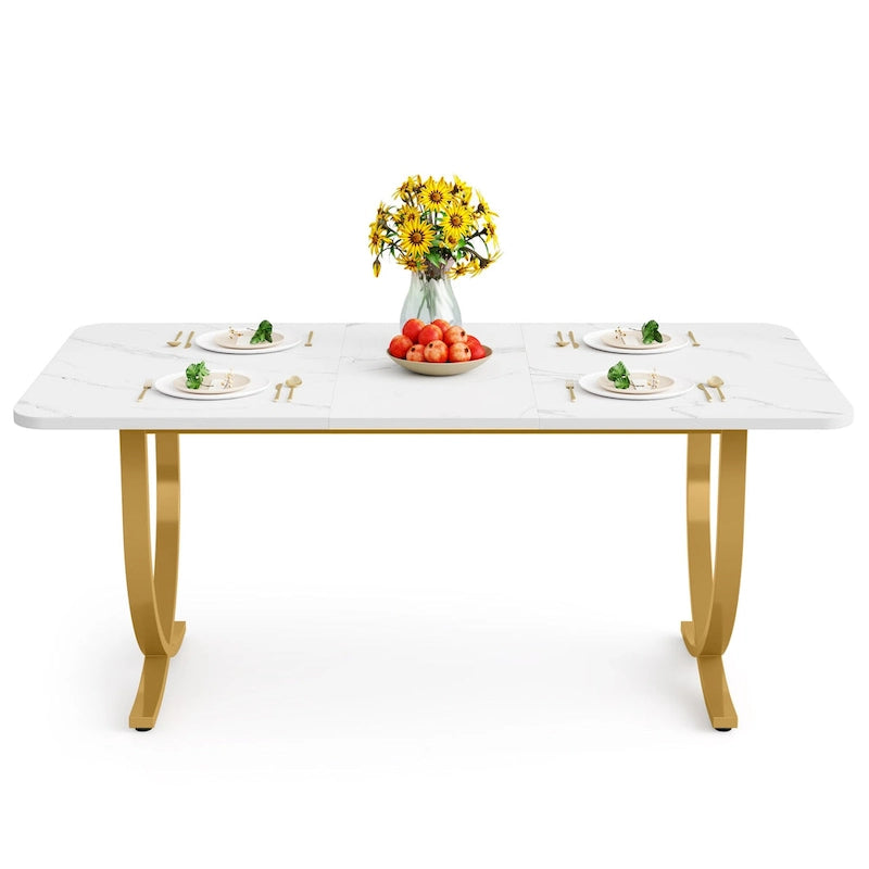 Table à manger rectangulaire blanche de 160 cm pour 4 à 6 personnes