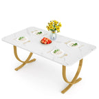 Table à manger rectangulaire blanche de 160 cm pour 4 à 6 personnes