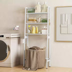 Étagère de rangement Costway 3 niveaux pour toilettes, autoportante, avec 2 crochets latéraux, blanc/noir