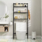 Étagère de rangement Costway 3 niveaux pour toilettes, autoportante, avec 2 crochets latéraux, blanc/noir