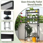 Étagère de rangement Costway 3 niveaux pour toilettes, autoportante, avec 2 crochets latéraux, blanc/noir