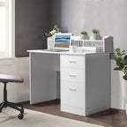 Bureau d'ordinateur en panneau de particules effet bois à trois tiroirs