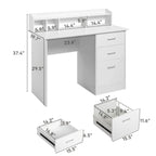 Bureau d'ordinateur en panneau de particules effet bois à trois tiroirs