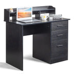 Bureau d'ordinateur en panneau de particules effet bois à trois tiroirs