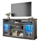 Meuble TV Moasis 150 cm avec 2 portes et lumières LED, pour téléviseurs jusqu'à 70 pouces
