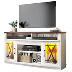 Meuble TV Moasis 150 cm avec 2 portes et lumières LED, pour téléviseurs jusqu'à 70 pouces