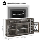 Meuble TV Moasis 150 cm avec 2 portes et lumières LED, pour téléviseurs jusqu'à 70 pouces