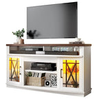 Meuble TV Moasis 150 cm avec 2 portes et lumières LED, pour téléviseurs jusqu'à 70 pouces