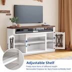 Meuble TV Moasis 150 cm avec 2 portes et lumières LED, pour téléviseurs jusqu'à 70 pouces