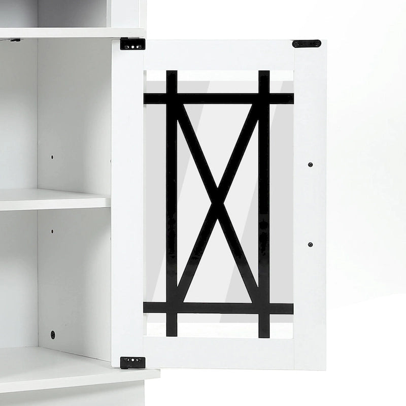 Meuble TV Moasis 150 cm avec 2 portes et lumières LED, pour téléviseurs jusqu'à 70 pouces