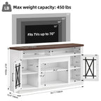Meuble TV Moasis 150 cm avec 2 portes et lumières LED, pour téléviseurs jusqu'à 70 pouces