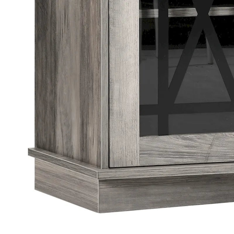 Meuble TV Moasis 150 cm avec 2 portes et lumières LED, pour téléviseurs jusqu'à 70 pouces