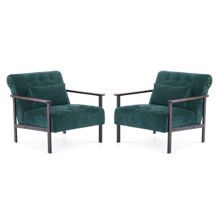 MCombo lot de 2 fauteuils d'appoint modernes et ergonomiques pour salon, Chenille, HQ417