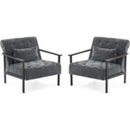 MCombo lot de 2 fauteuils d'appoint modernes et ergonomiques pour salon, Chenille, HQ417