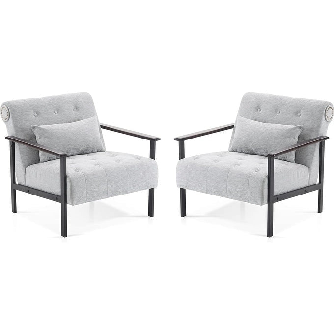 MCombo lot de 2 fauteuils d'appoint modernes et ergonomiques pour salon, Chenille, HQ417