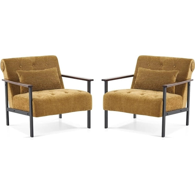 MCombo lot de 2 fauteuils d'appoint modernes et ergonomiques pour salon, Chenille, HQ417