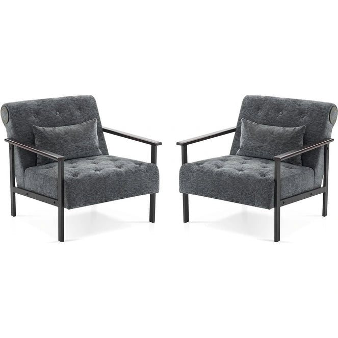 MCombo lot de 2 fauteuils d'appoint modernes et ergonomiques pour salon, Chenille, HQ417
