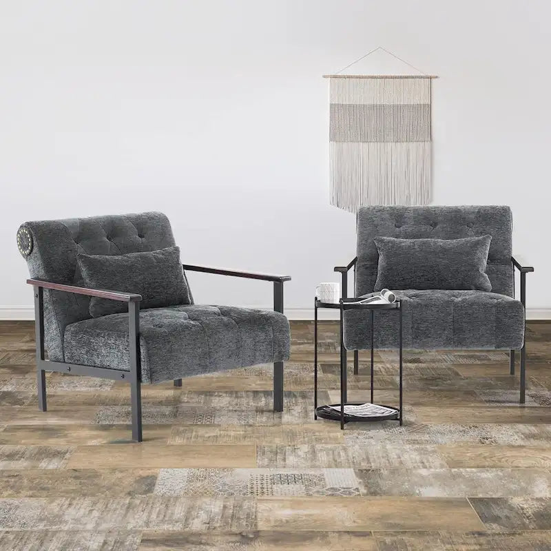 MCombo lot de 2 fauteuils d'appoint modernes et ergonomiques pour salon, Chenille, HQ417